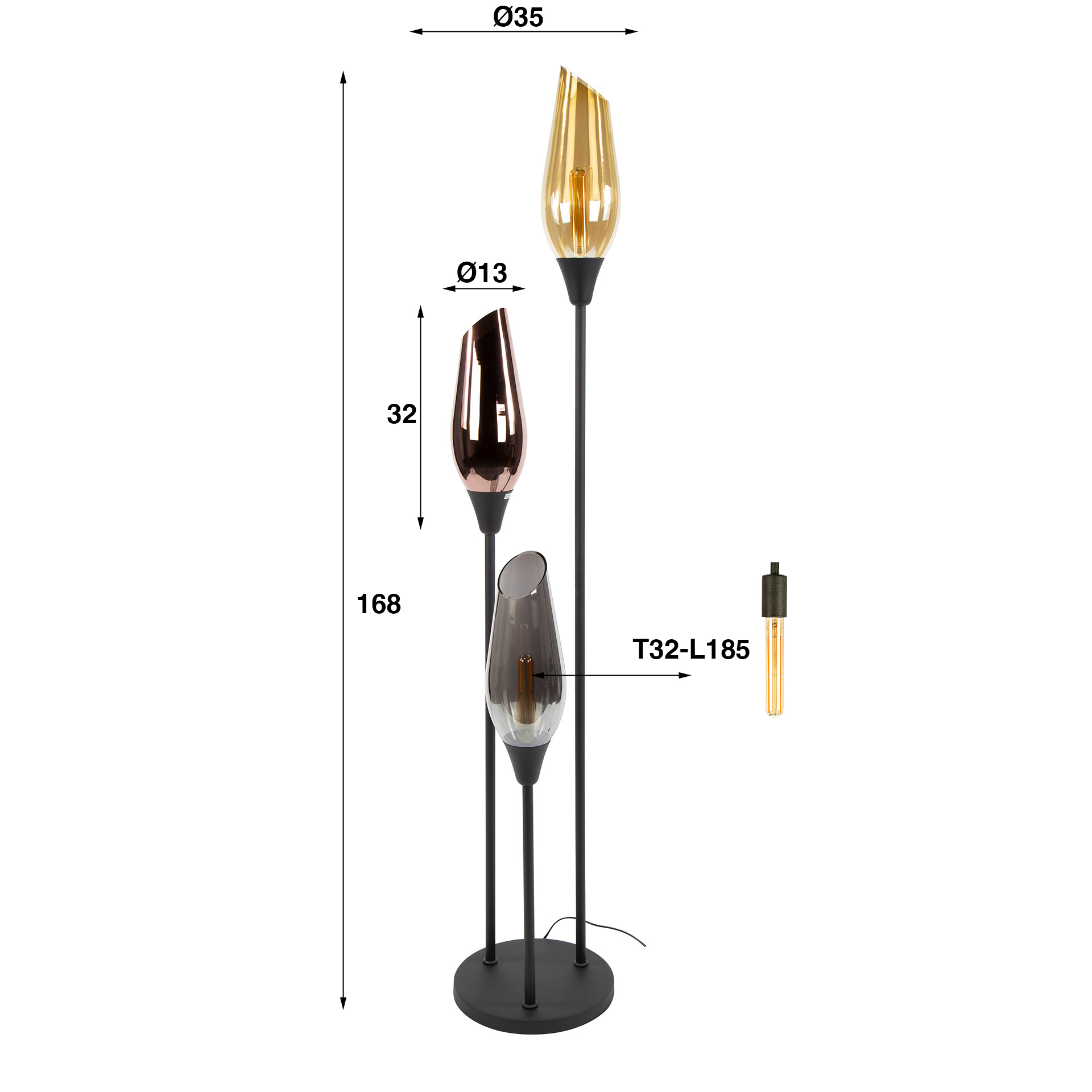 Vloerlamp 3L Cocoon mix glass